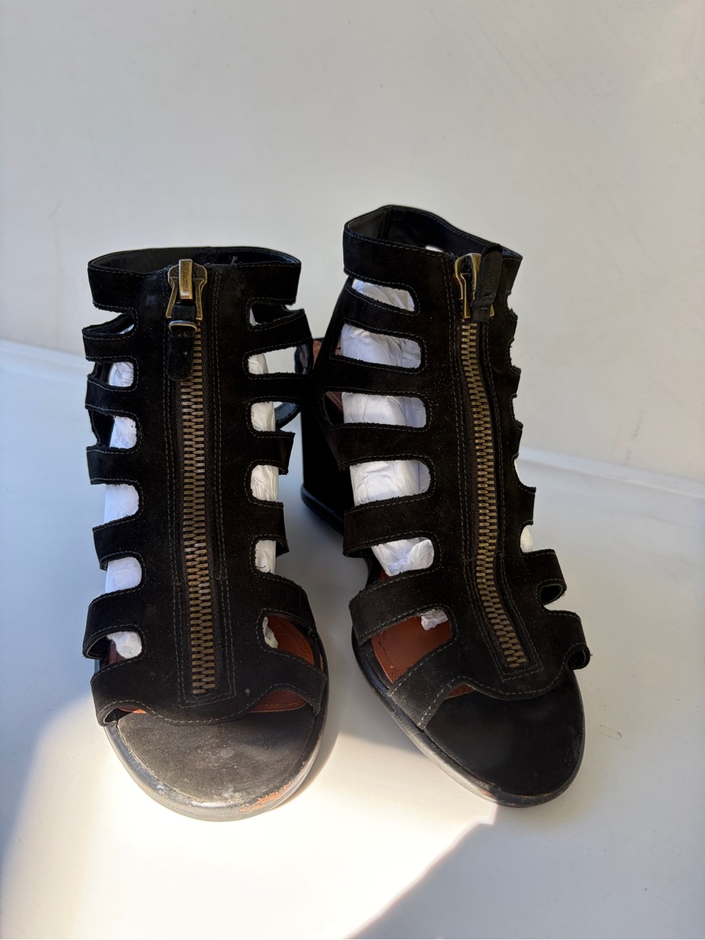 Via Spiga Black Wedge Sandals with Strappy Design - Picture 2 of 6